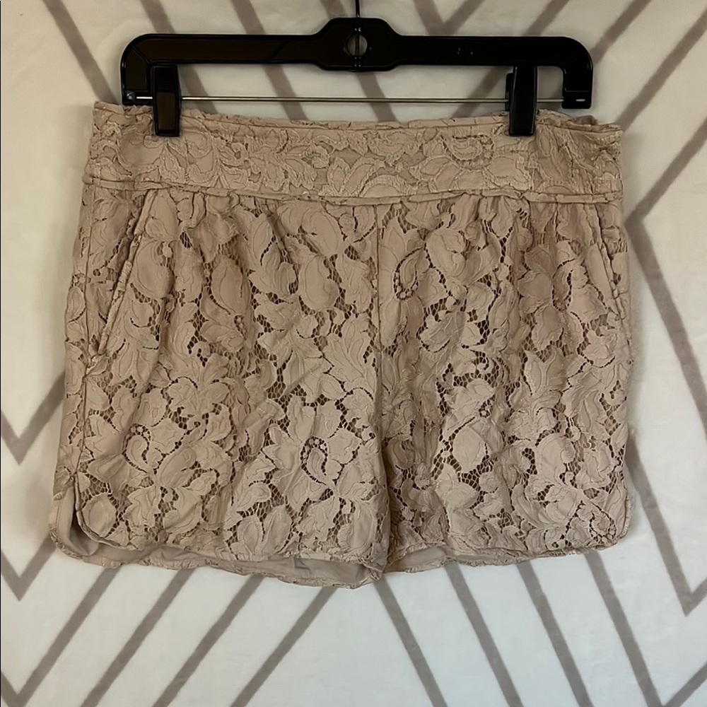 Diane Von Furstenberg Tan Lace Shorts
